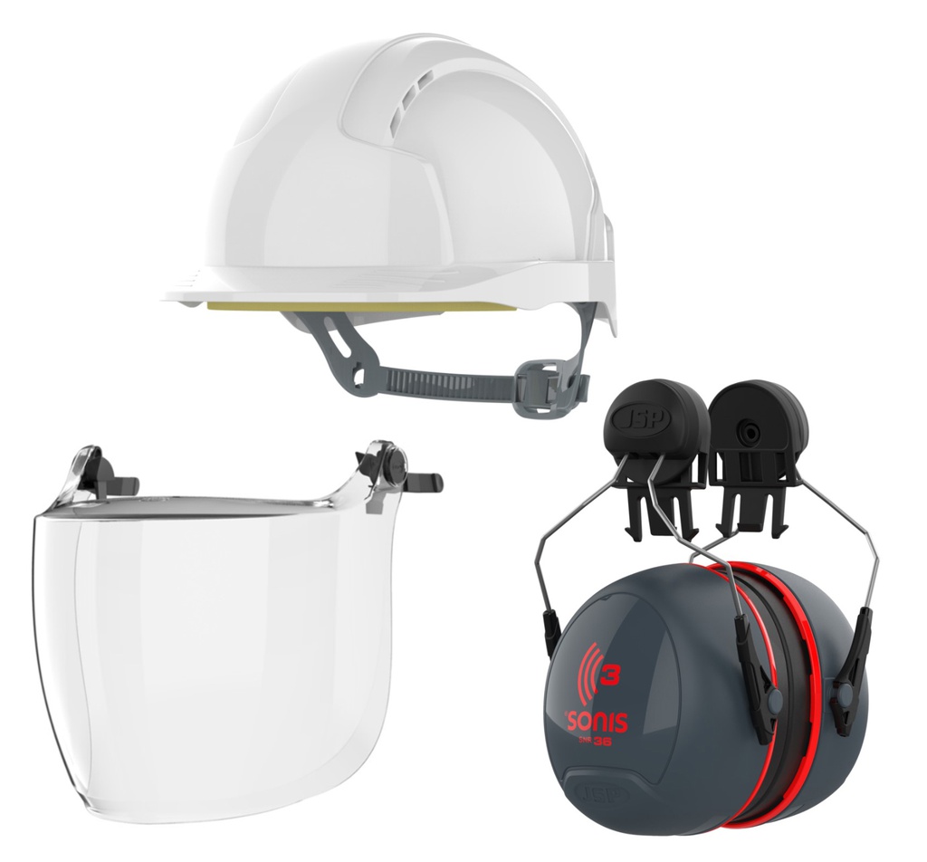EVOLITE COMPLETE HELMET/VISOR COMBINATION WITH SONIS 3 EAR DEFENDERS