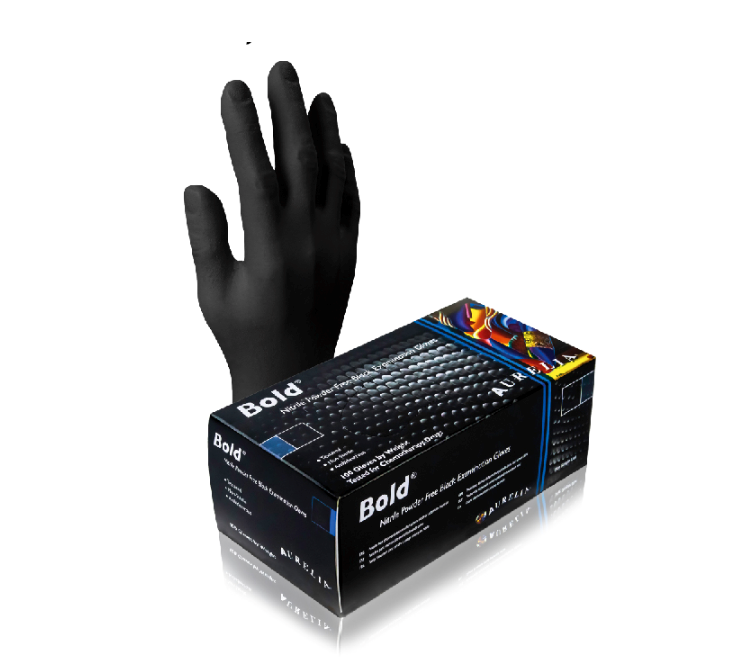 BOLD PREMIUM BLACK NITRILE DISPOSABLE GLOVES (100)