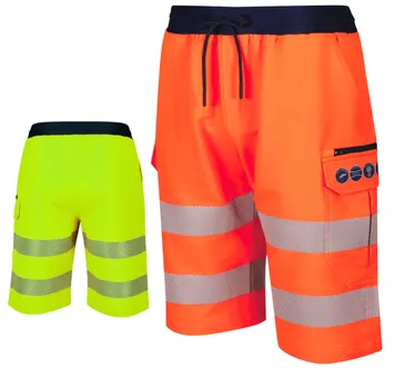 [TR236] FGXeco HI-VIS BREATHABLE STRETCH CARGO SHORTS