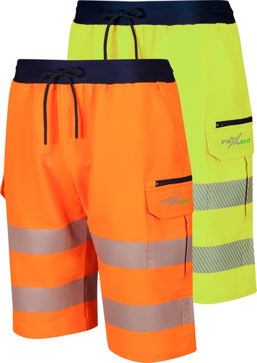 [TR236] FGXeco HI-VIS BREATHABLE STRETCH CARGO SHORTS