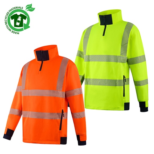 [SS104] FGXeco RECYCLED HI-VIS QUARTER ZIP SWEAT SHIRT
