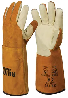 [GL116] RHINO-TEC  WELDERS GAUNTLET HIDE PALM FULLY LINED