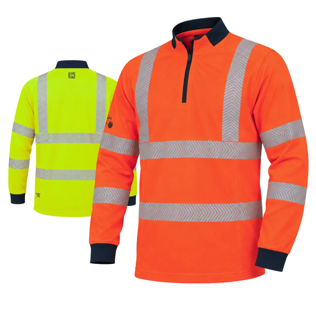 [PS131] FGXeco L/S Hi-Vis EN20471 RECYCLED VENTED POLOSHIRT