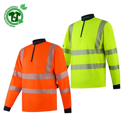 [PS131] FGXeco L/S Hi-Vis EN20471 RECYCLED VENTED POLOSHIRT