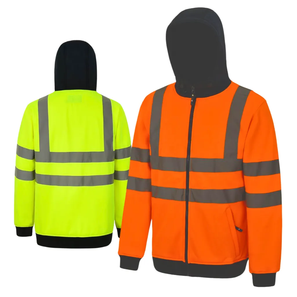 [SS071] AQUA HI VIS FULL ZIP HOODED SWEATSHIRT EN ISO20471